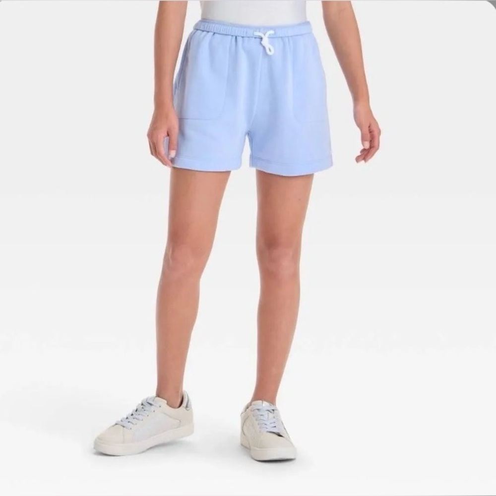 Girls' Blue S (6/7) Drawstring Waist Fleece Pull-on Shorts - Art Class™